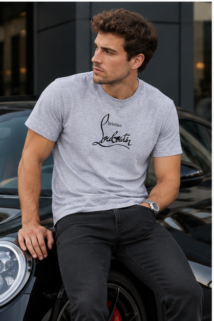 Men's Christian Louboutin Cotton T-Shirt | Color: Grey | Image 4