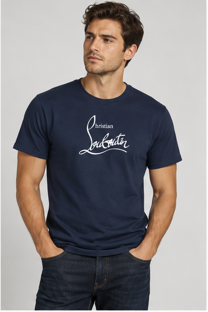 Men's Christian Louboutin Cotton T-Shirt | Color: Navy | Image 2