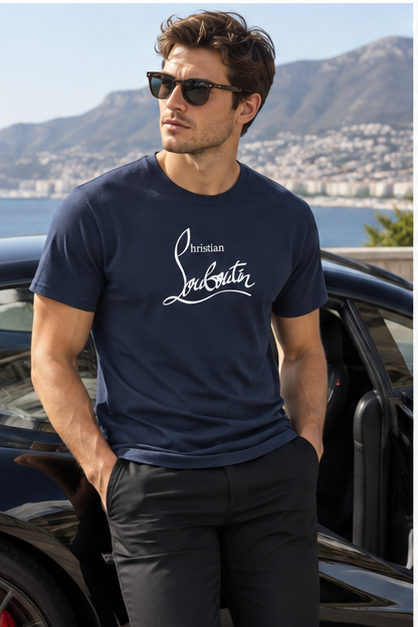 Men's Christian Louboutin Cotton T-Shirt | Color: Navy | Image 4