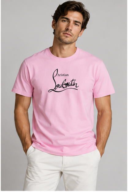 Men's Christian Louboutin Cotton T-Shirt | Color: Pink | Image 2
