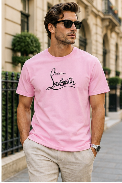Men's Christian Louboutin Cotton T-Shirt | Color: Pink | Image 3