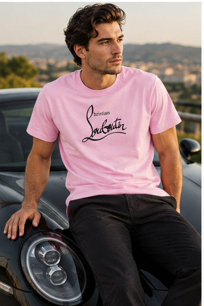 Men's Christian Louboutin Cotton T-Shirt | Color: Pink | Image 4