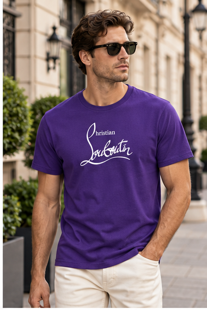 Men's Christian Louboutin Cotton T-Shirt | Color: Purple | Image 3