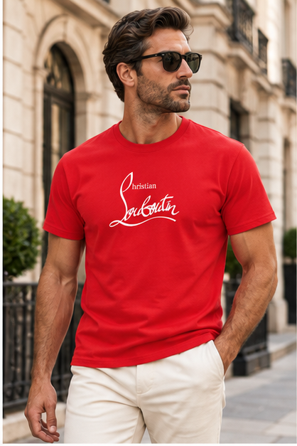 Men's Christian Louboutin Cotton T-Shirt | Color: Red | Image 3