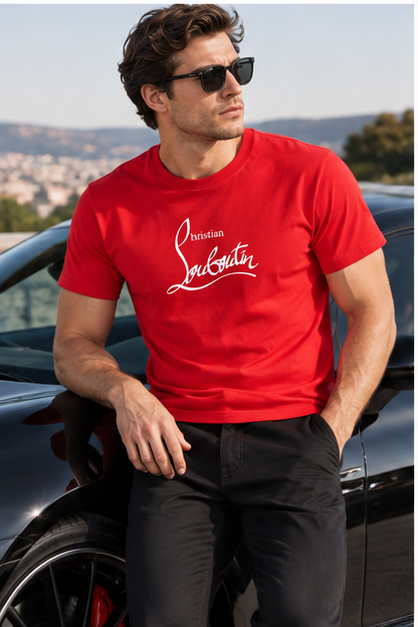 Men's Christian Louboutin Cotton T-Shirt | Color: Red | Image 4