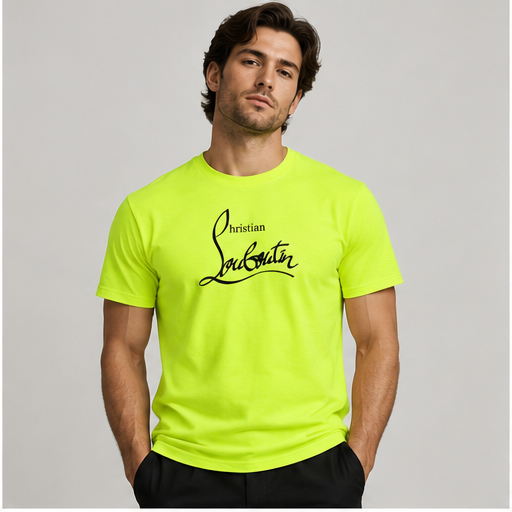 Men's Christian Louboutin Cotton T-Shirt | Color: Safety Green | Image 2