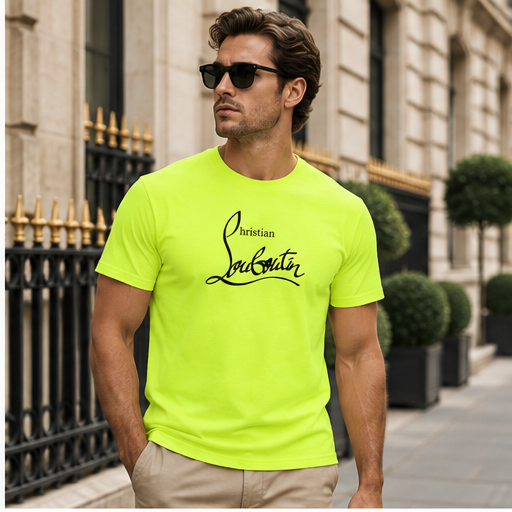 Men's Christian Louboutin Cotton T-Shirt | Color: Safety Green | Image 3