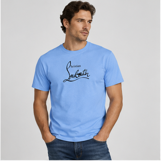 Men's Christian Louboutin Cotton T-Shirt | Color: Sky Blue | Image 2