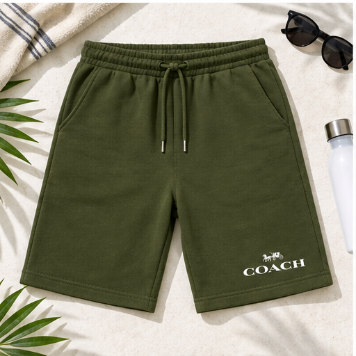 Men's Coach Athletic Fleece Shorts | Color: Army Green | Image 4