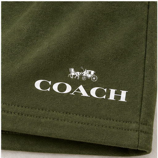 Men's Coach Athletic Fleece Shorts | Color: Army Green | Image 5