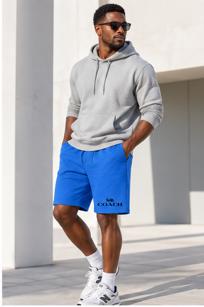 Men's Coach Athletic Fleece Shorts | Color: Azure | Image 3