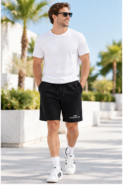 Men's Coach Athletic Fleece Shorts | Color: Black | Image 2