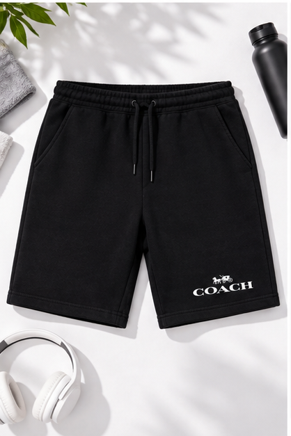 Men's Coach Athletic Fleece Shorts | Color: Black | Image 4