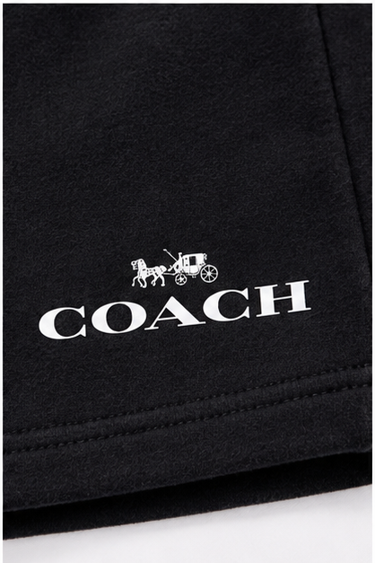 Men's Coach Athletic Fleece Shorts | Color: Black | Image 5