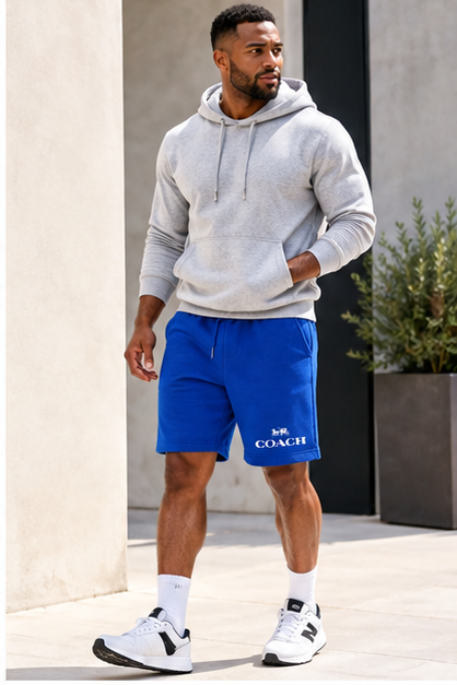 Men's Coach Athletic Fleece Shorts | Color: Blue | Image 3