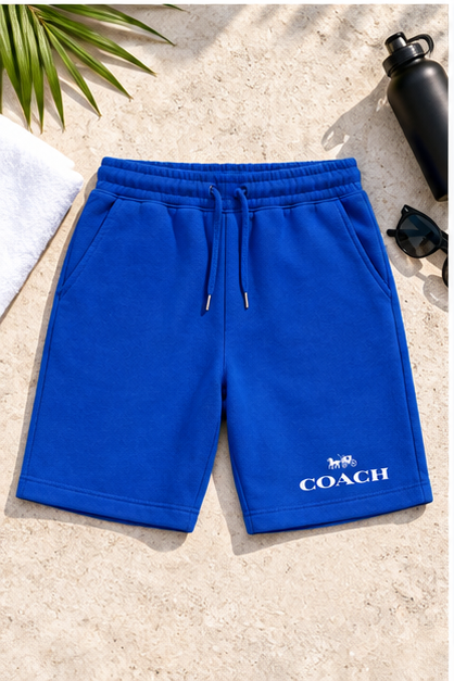 Men's Coach Athletic Fleece Shorts | Color: Blue | Image 4
