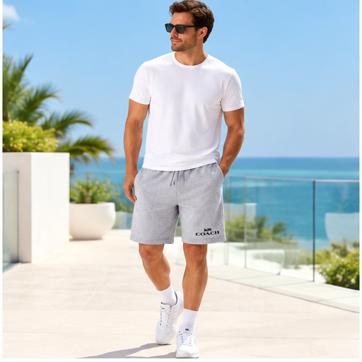 Men's Coach Athletic Fleece Shorts | Color: Grey | Image 2