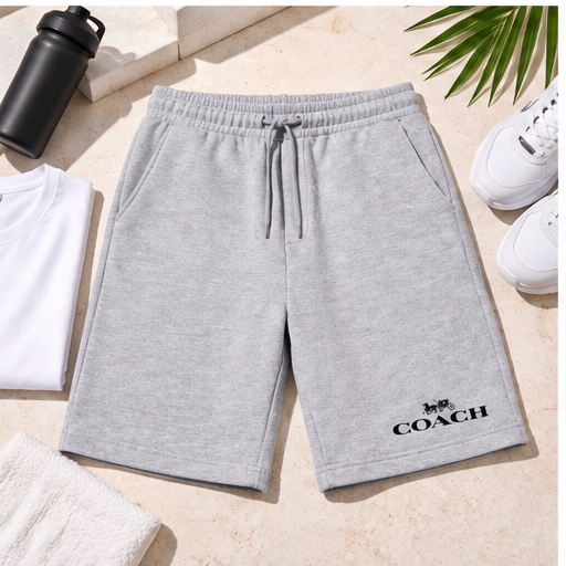 Men's Coach Athletic Fleece Shorts | Color: Grey | Image 4