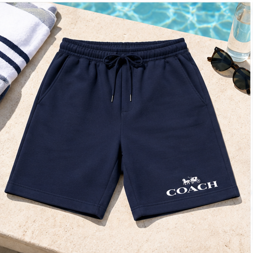 Men's Coach Athletic Fleece Shorts | Color: Navy | Image 4