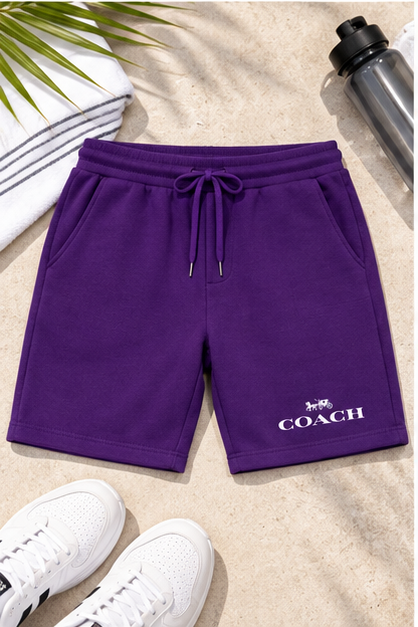 Men's Coach Athletic Fleece Shorts | Color: Purple | Image 4