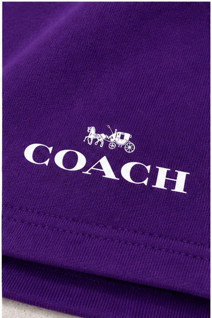 Men's Coach Athletic Fleece Shorts | Color: Purple | Image 5