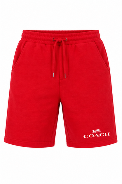 Men's Coach Athletic Fleece Shorts | Color: Red | Image 1
