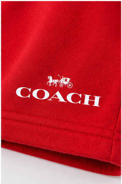 Men's Coach Athletic Fleece Shorts | Color: Red | Image 5