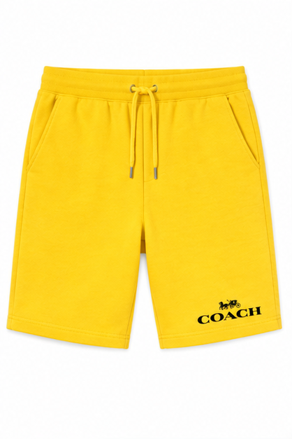 Men's Coach Athletic Fleece Shorts | Color: Yellow | Image 1