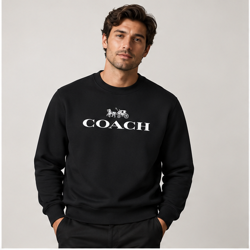 Men's Coach Crewneck Sweatshirt | Color: Black | Image 2