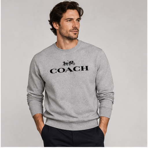 Men's Coach Crewneck Sweatshirt | Color: Grey | Image 2