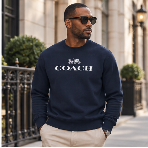 Men's Coach Crewneck Sweatshirt | Color: Navy | Image 3
