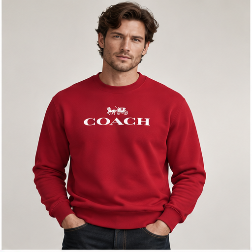 Men's Coach Crewneck Sweatshirt | Color: Red | Image 2