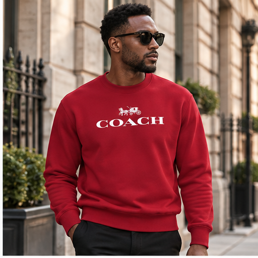 Men's Coach Crewneck Sweatshirt | Color: Red | Image 3