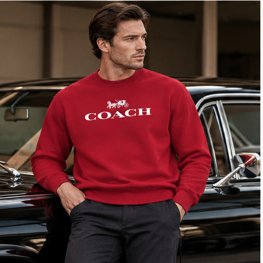 Men's Coach Crewneck Sweatshirt | Color: Red | Image 4