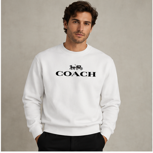 Men's Coach Crewneck Sweatshirt | Color: White | Image 2
