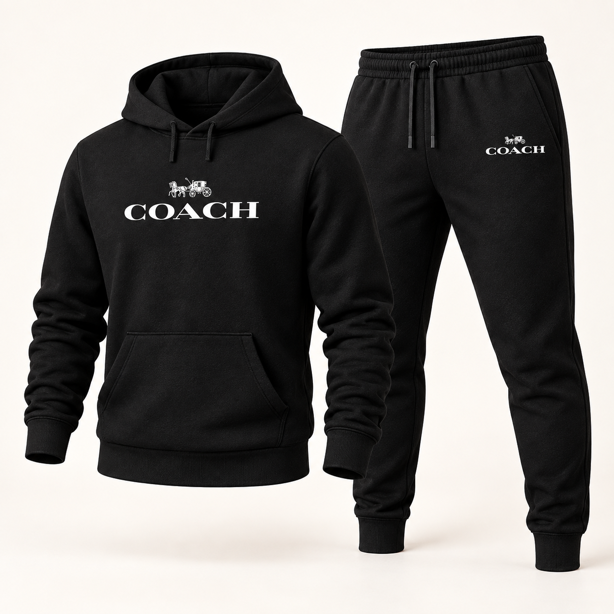 Men's Coach Hoodie Joggers Set | Color: Black | Image 1