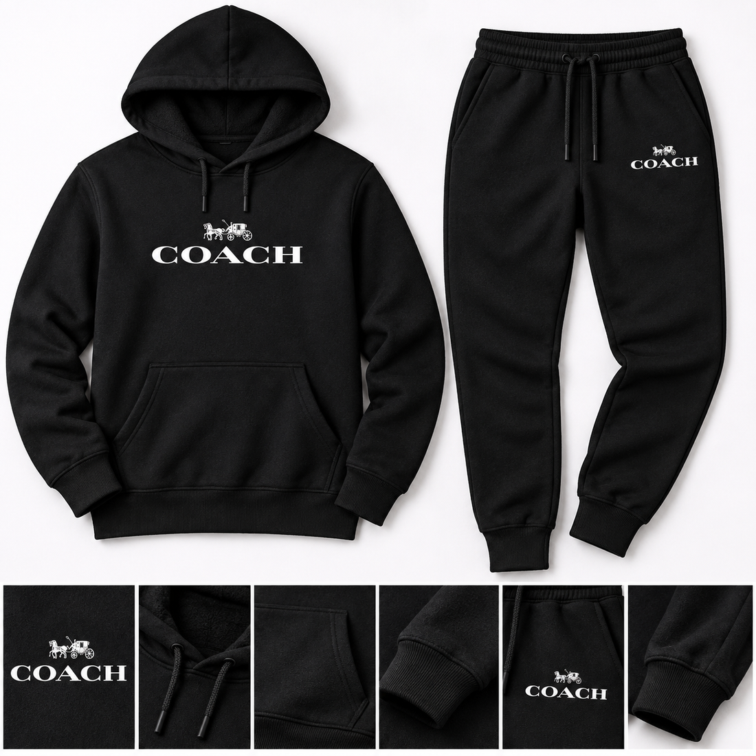 Men's Coach Hoodie Joggers Set | Color: Black | Image 5