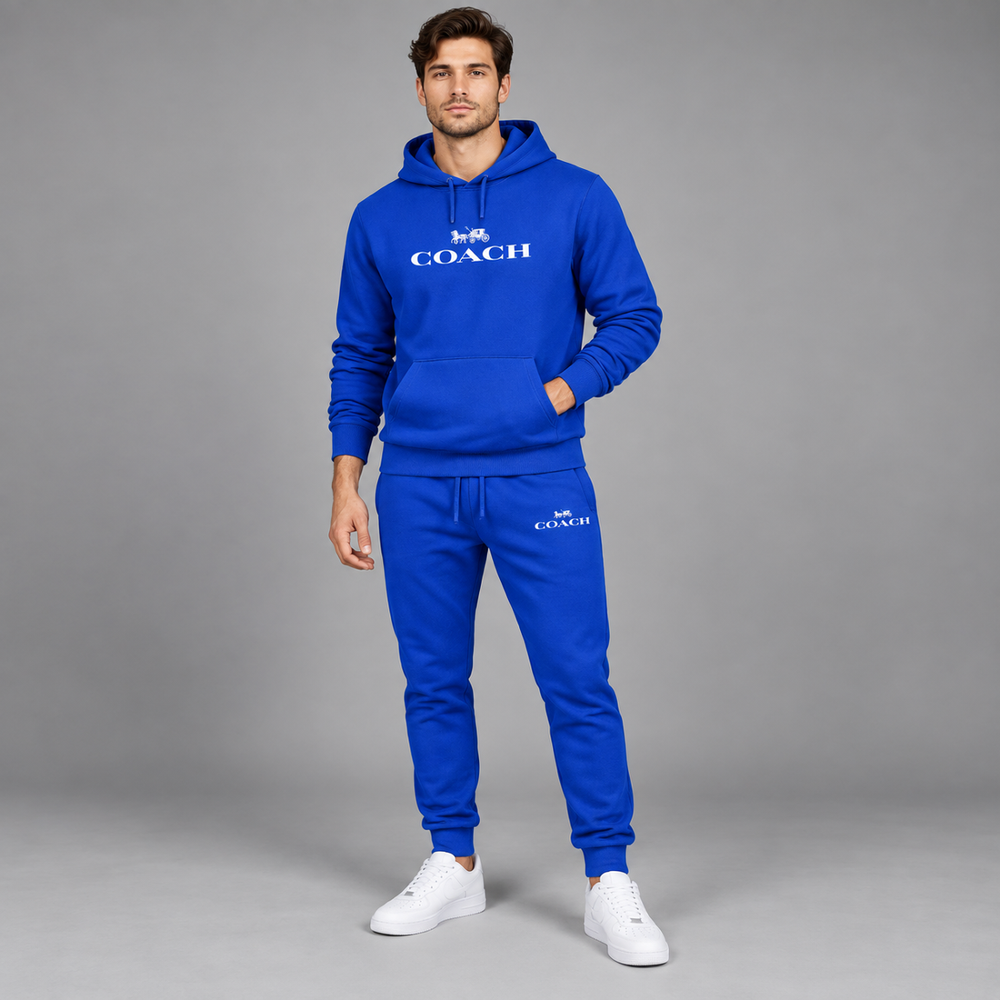 Men's Coach Hoodie Joggers Set | Color: Blue | Image 2