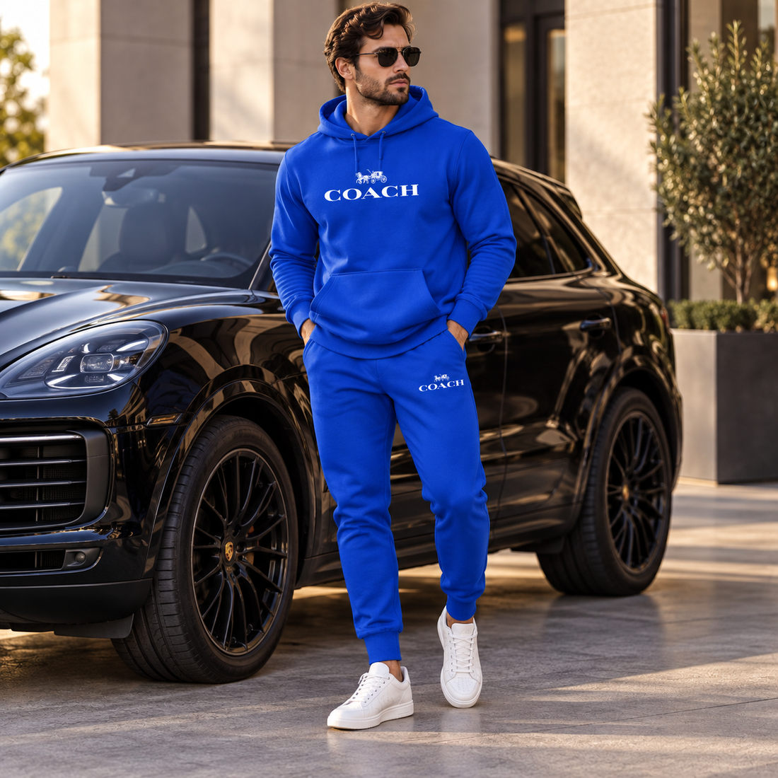 Men's Coach Hoodie Joggers Set | Color: Blue | Image 4