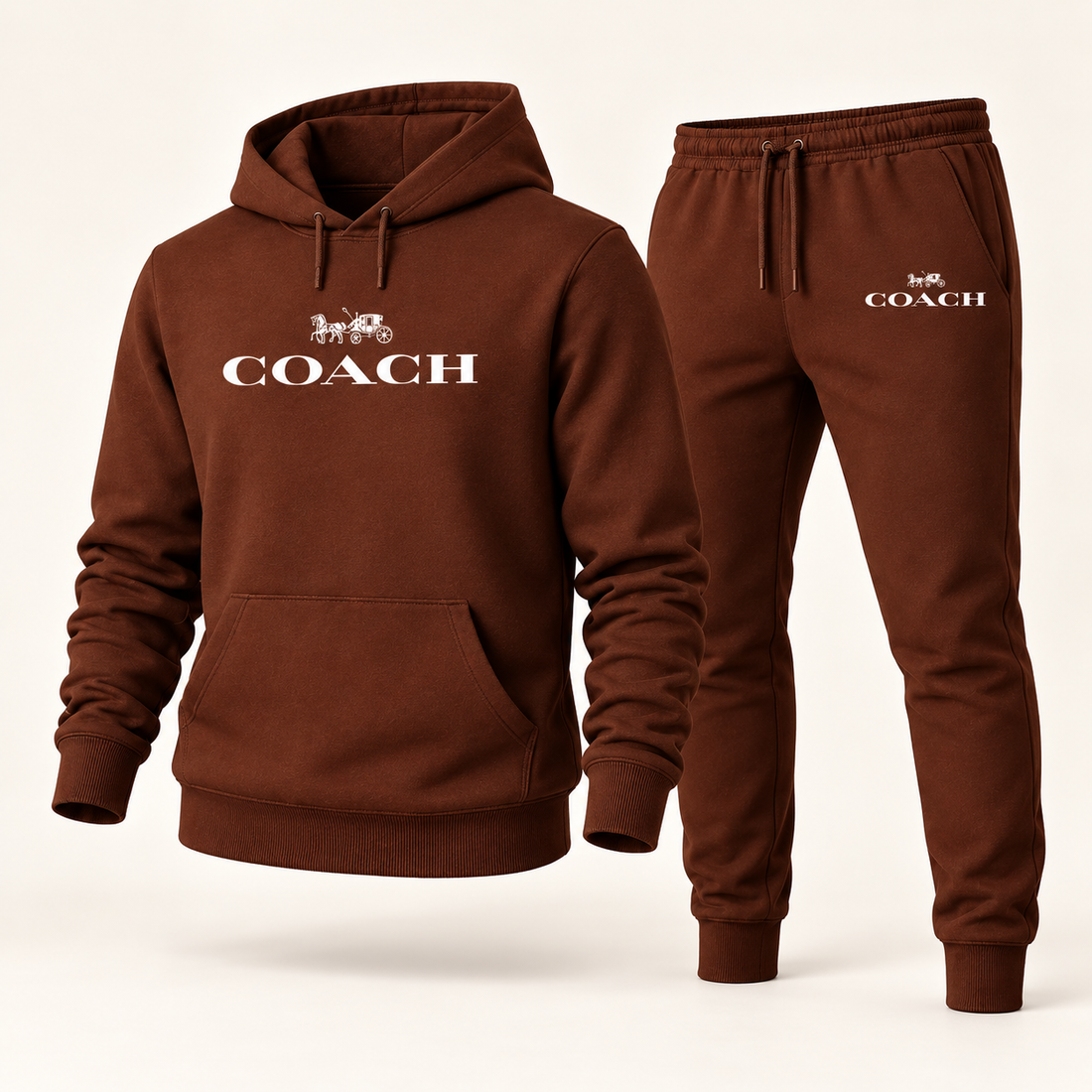 Men's Coach Hoodie Joggers Set | Color: Brown | Image 1