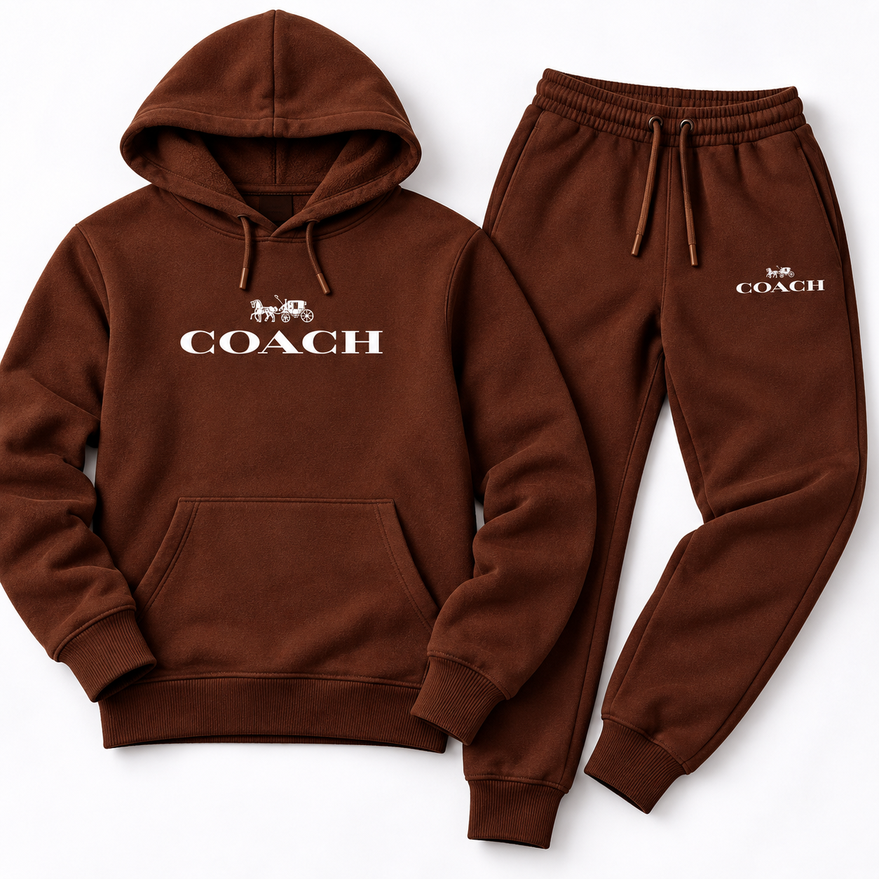Men's Coach Hoodie Joggers Set | Color: Brown | Image 5