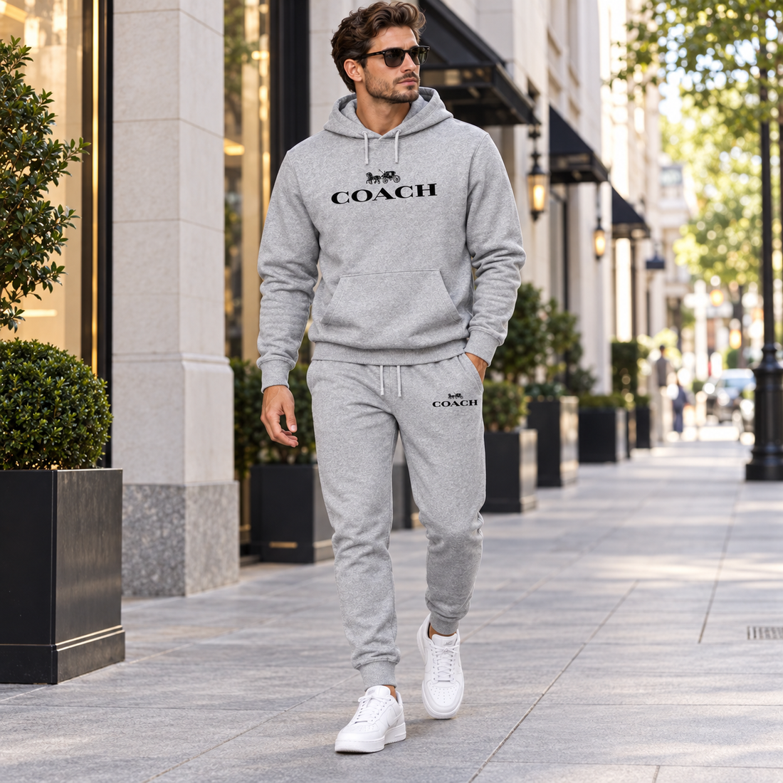 Men's Coach Hoodie Joggers Set | Color: Grey | Image 3