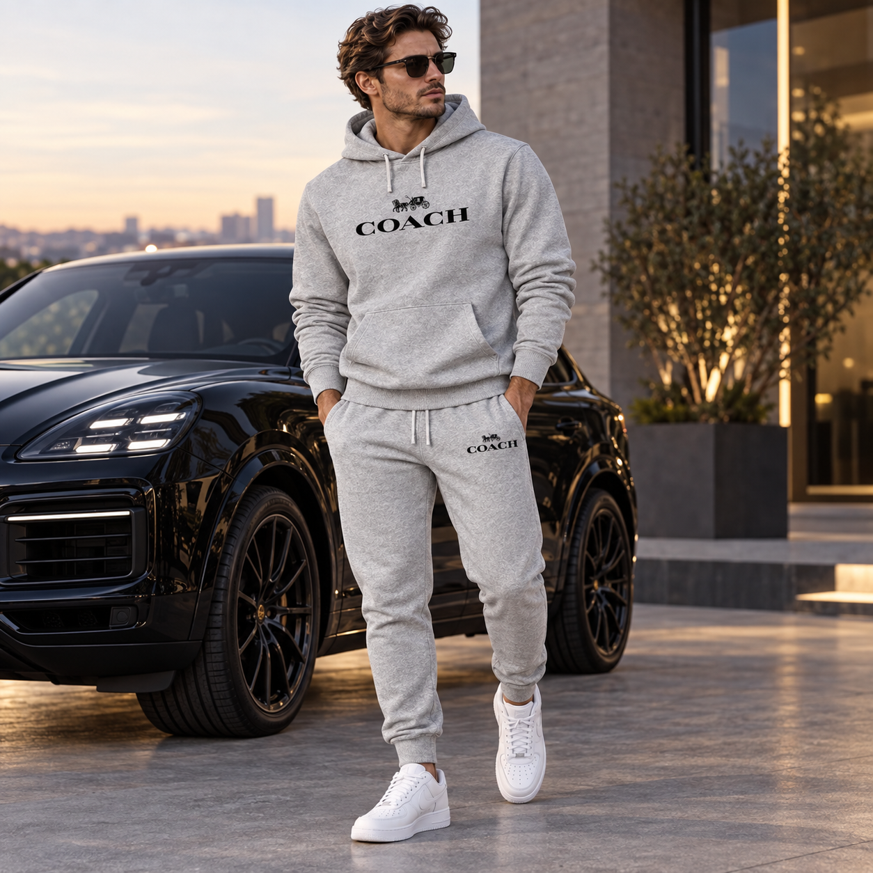 Men's Coach Hoodie Joggers Set | Color: Grey | Image 4