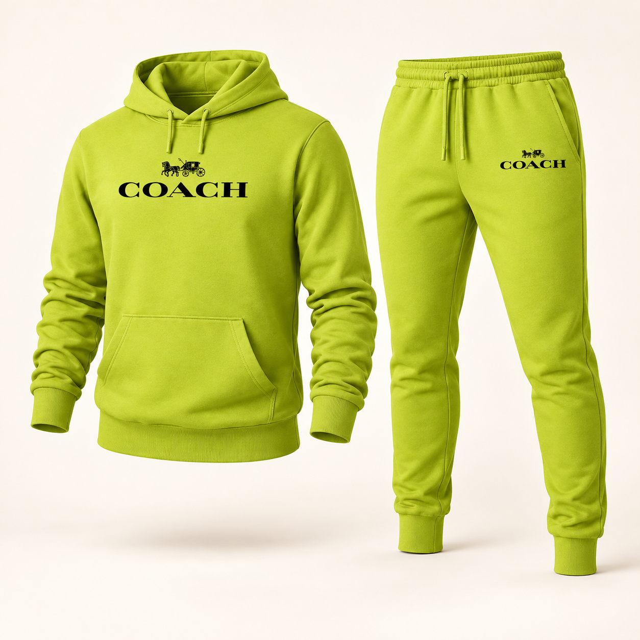 Men's Coach Hoodie Joggers Set | Color: Lime Green | Image 1