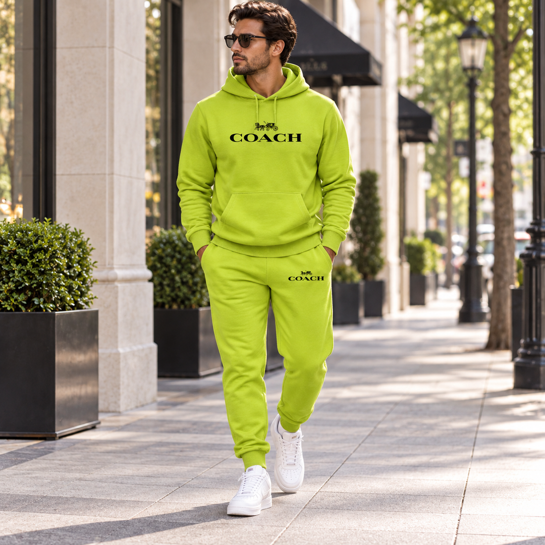 Men's Coach Hoodie Joggers Set | Color: Lime Green | Image 3