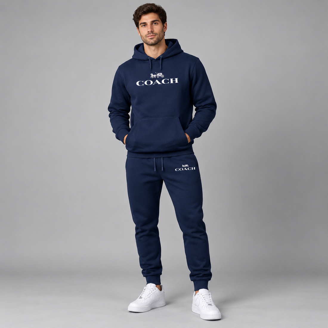 Men's Coach Hoodie Joggers Set | Color: Navy | Image 2