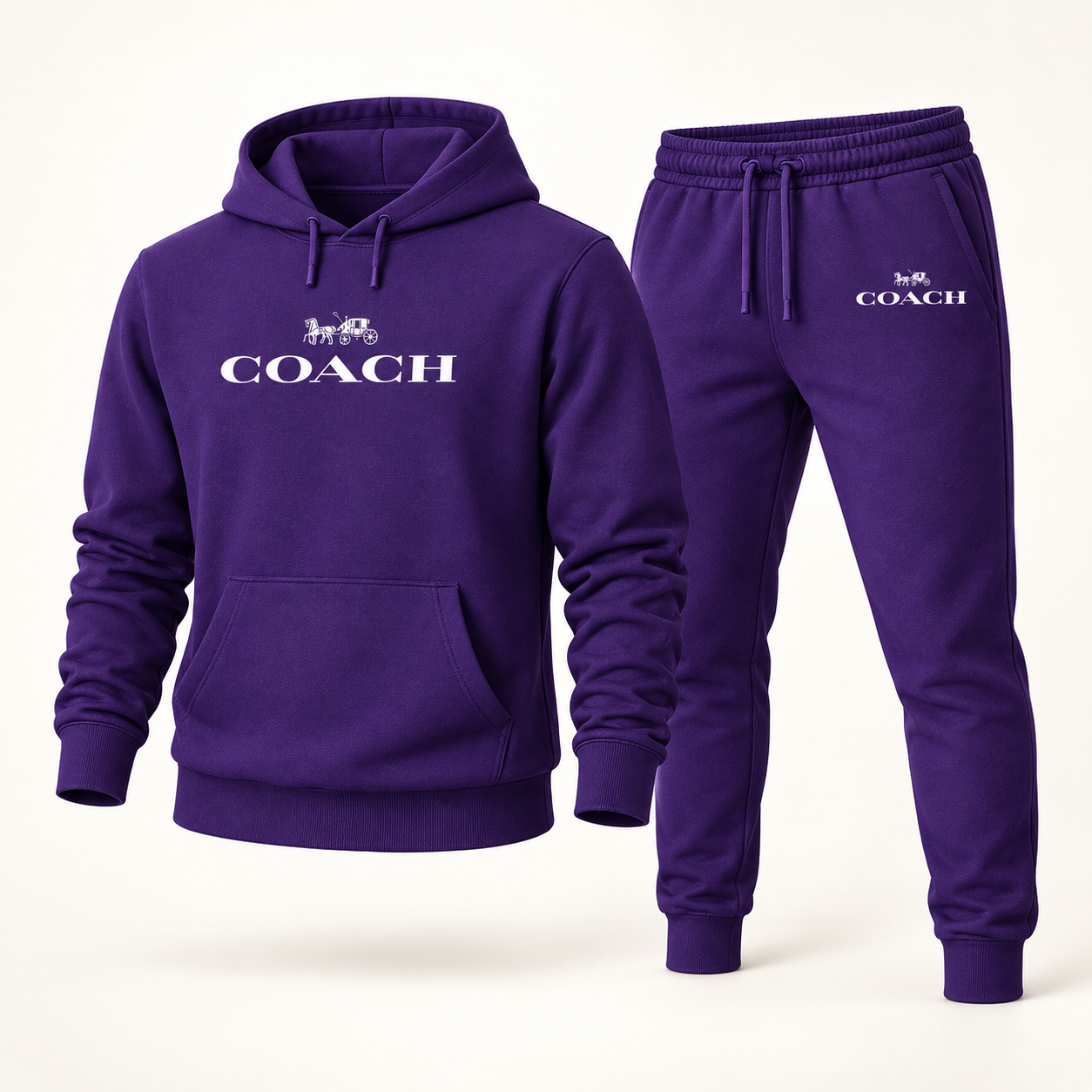 Men's Coach Hoodie Joggers Set | Color: Purple | Image 1