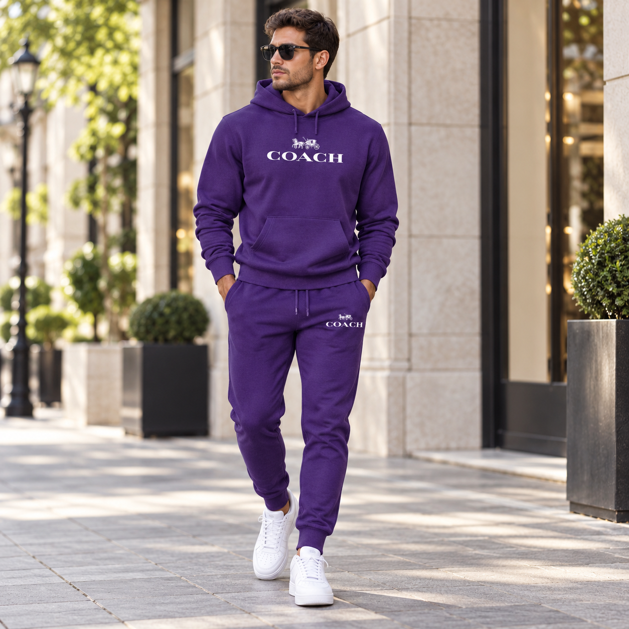 Men's Coach Hoodie Joggers Set | Color: Purple | Image 3