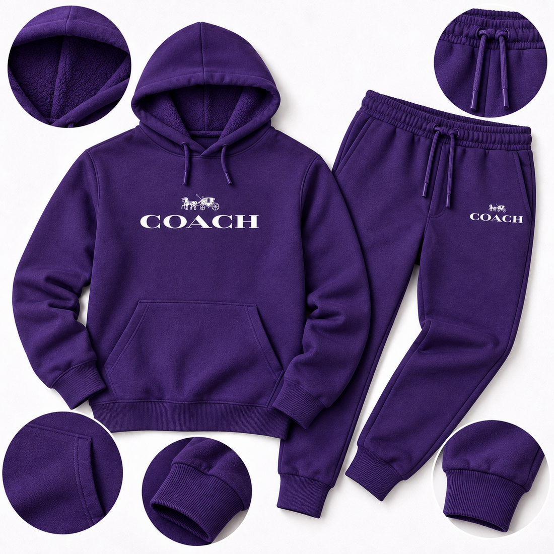 Men's Coach Hoodie Joggers Set | Color: Purple | Image 5
