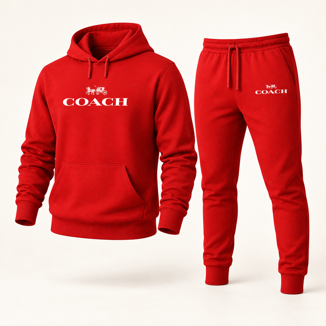 Men's Coach Hoodie Joggers Set | Color: Red | Image 1